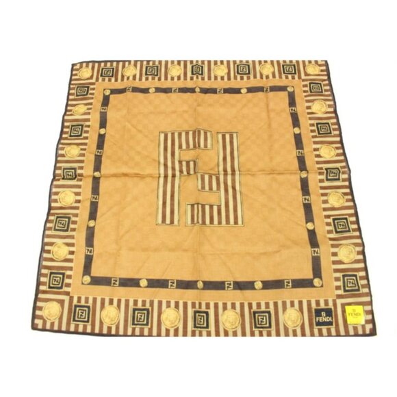 Fendi Accessories - Fendi Brown x Black x Gold FF Zucca Logo Scarf 2f815a